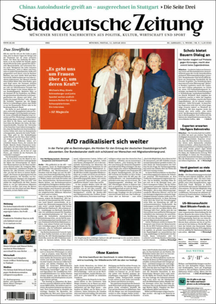 Portada de Sueddeutsche (Alemania)