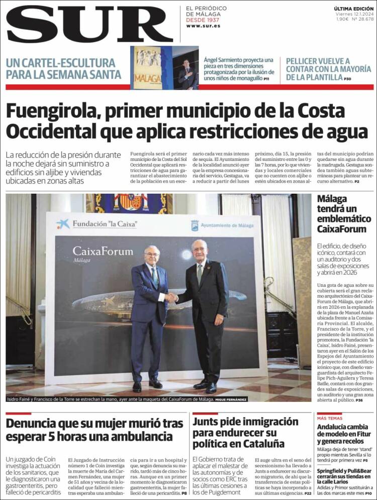 Portada de Diario el Sur (España)