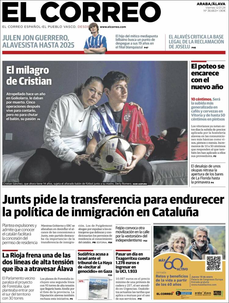 Portada de El Correo - Álava (España)