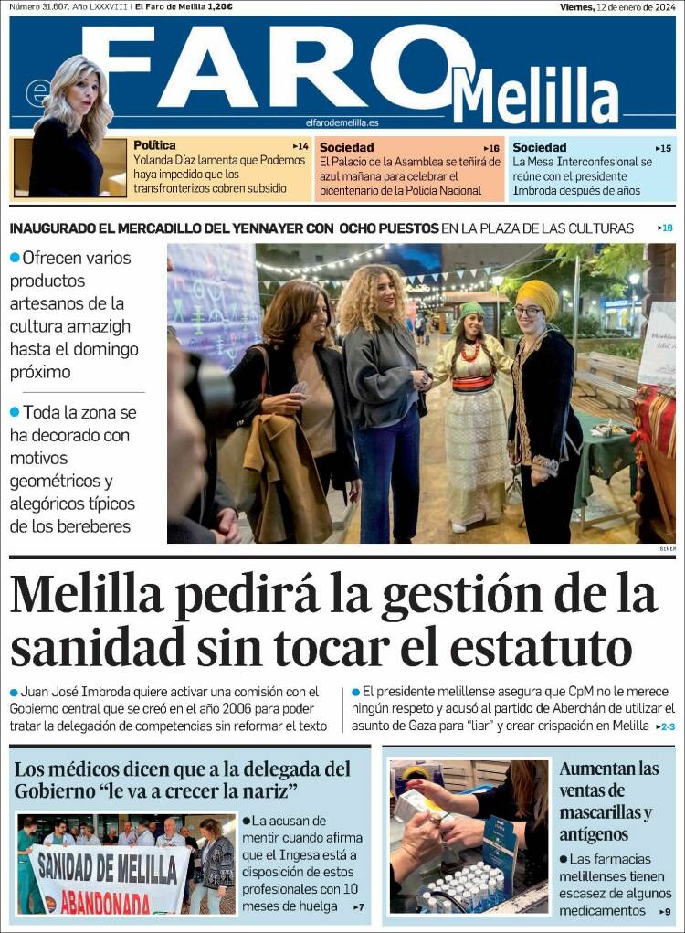Portada de El Faro de Melilla (España)