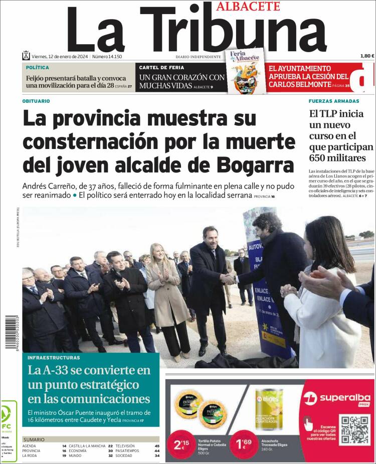 Portada de La Tribuna de Albacete (España)