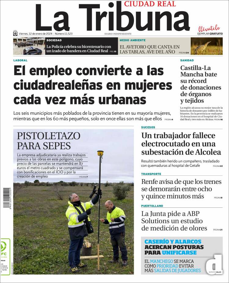 Portada de La Tribuna de Ciudad Real (España)