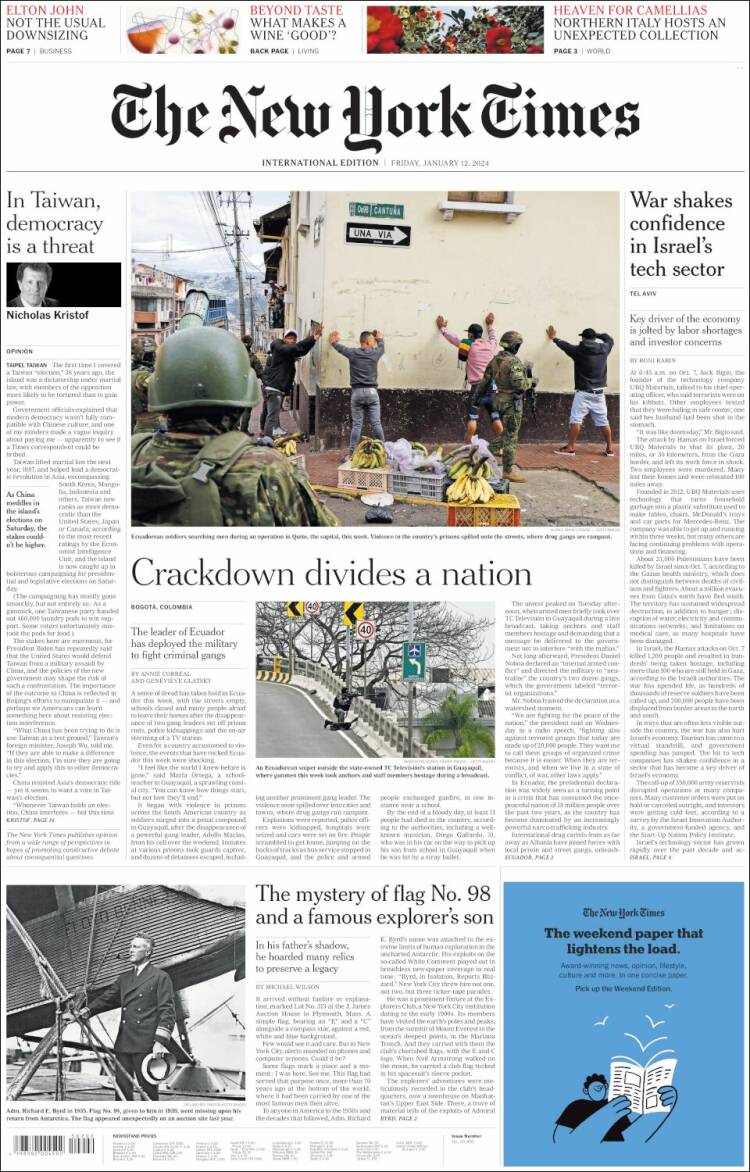 Portada de International New York Times (Europa)