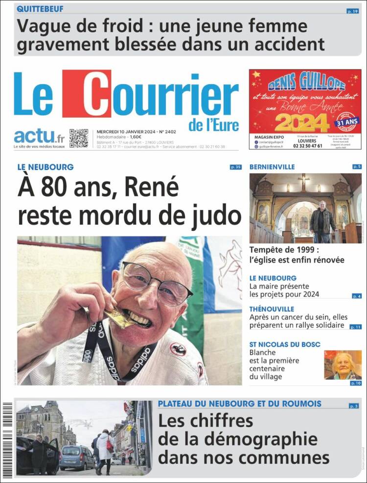 Portada de Le Courrier de l'Ouest (Francia)