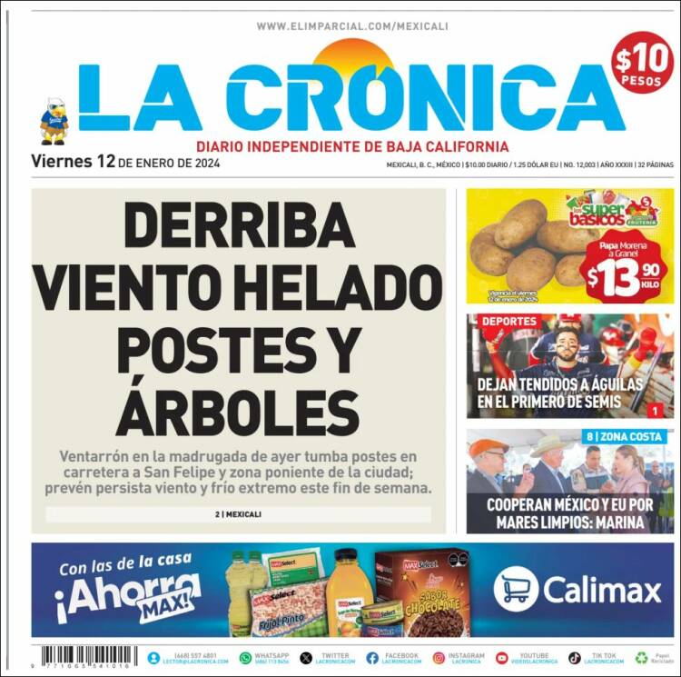 Portada de La Crónica de Baja California (México)