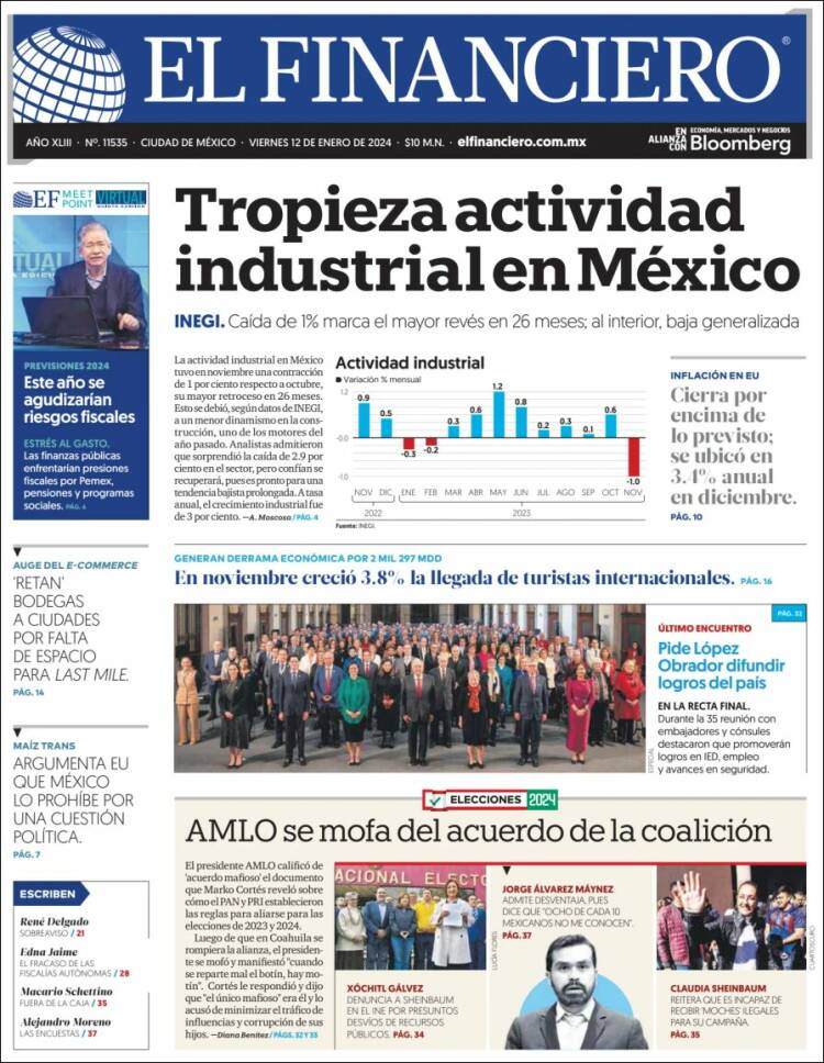 Portada de El Financiero (México)