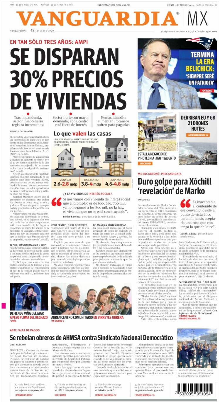 Portada de Vanguardia (México)