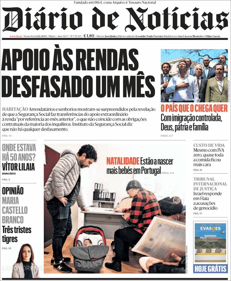 Portada de Diário de Noticias (Portugal)