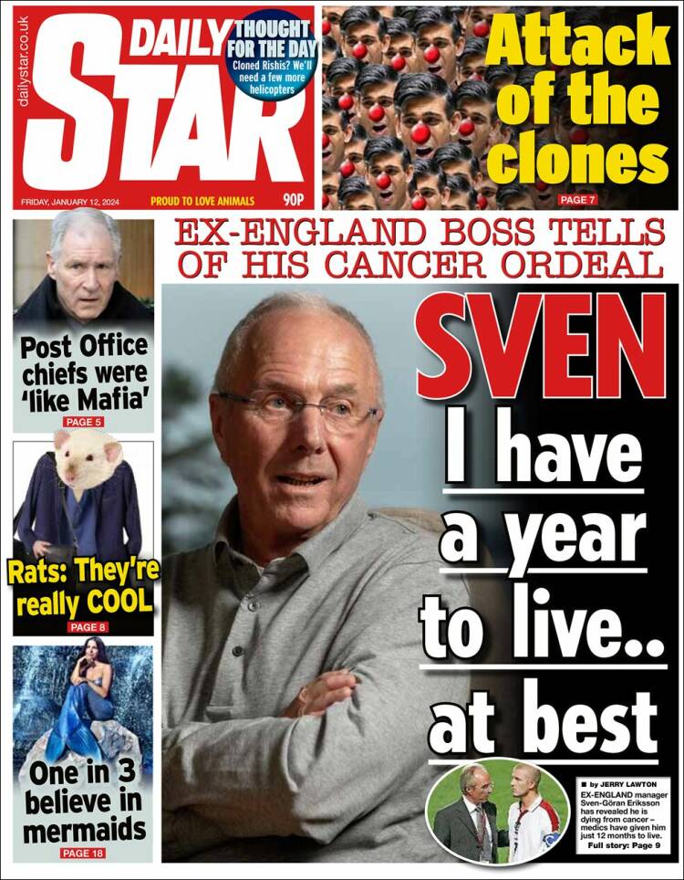 Portada de Daily Star (Reino Unido)