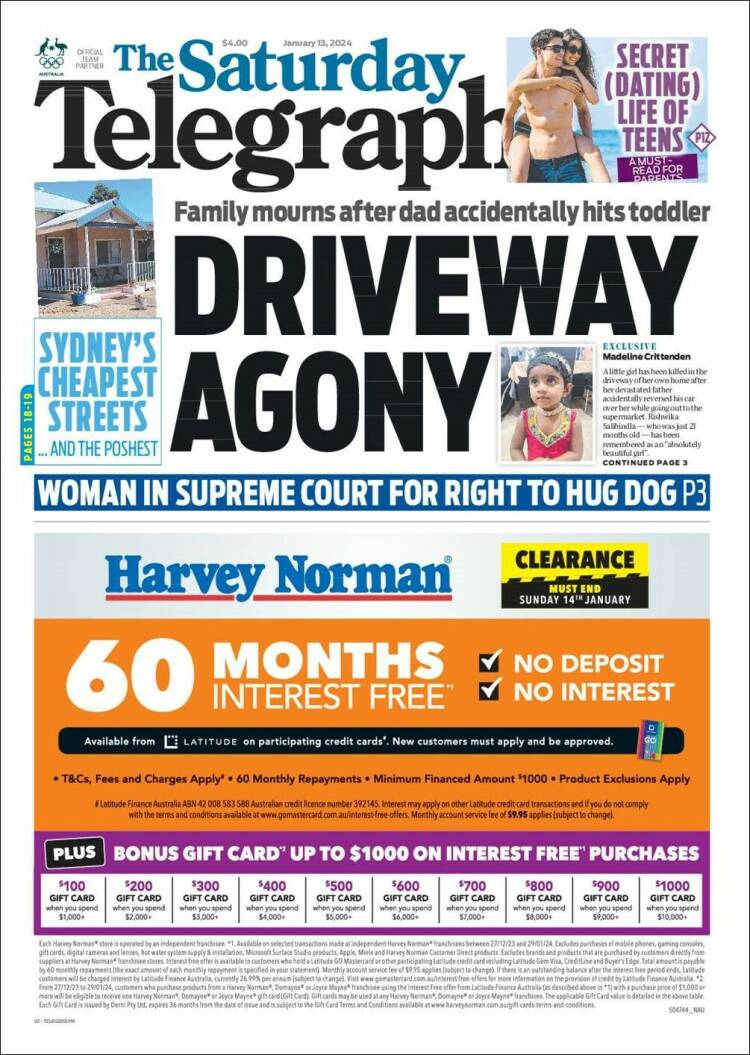 Portada de The Daily Telegraph (Australia)