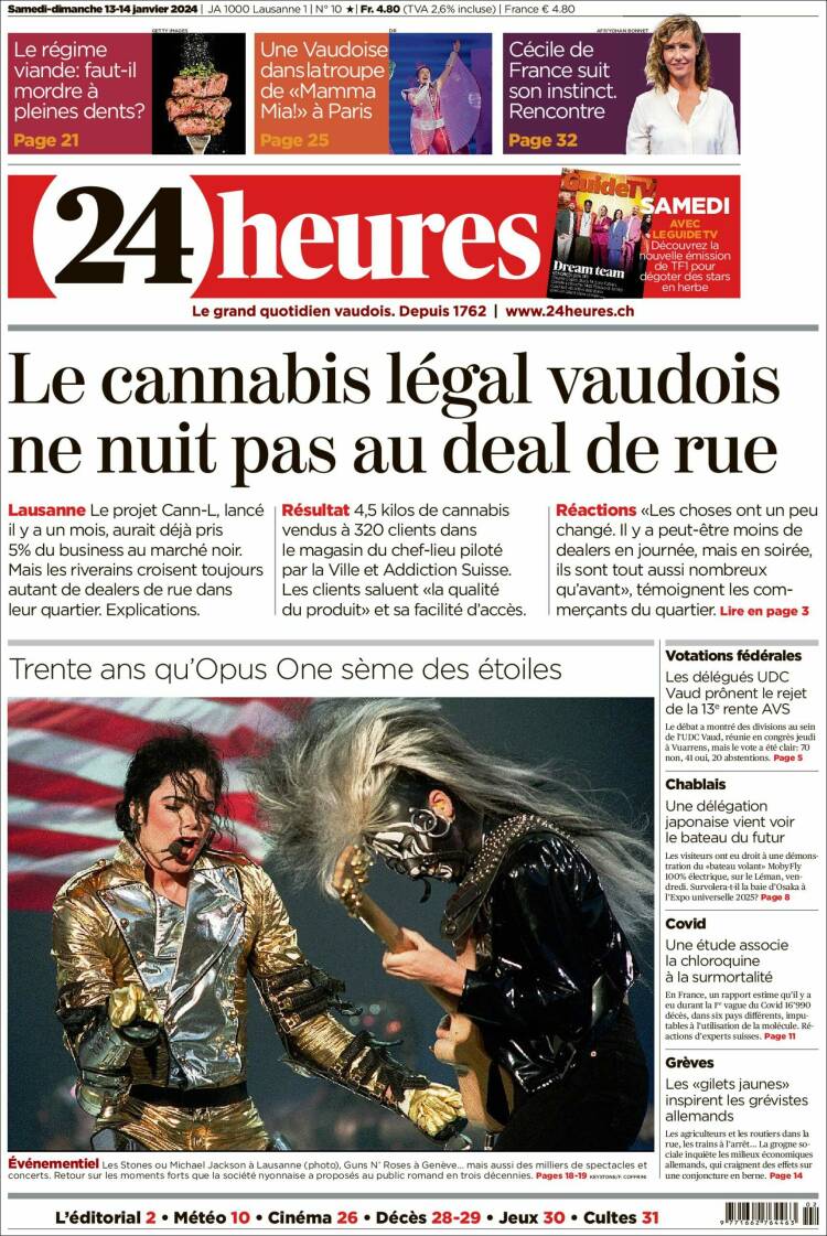 Portada de 24 Heures (Suiza)