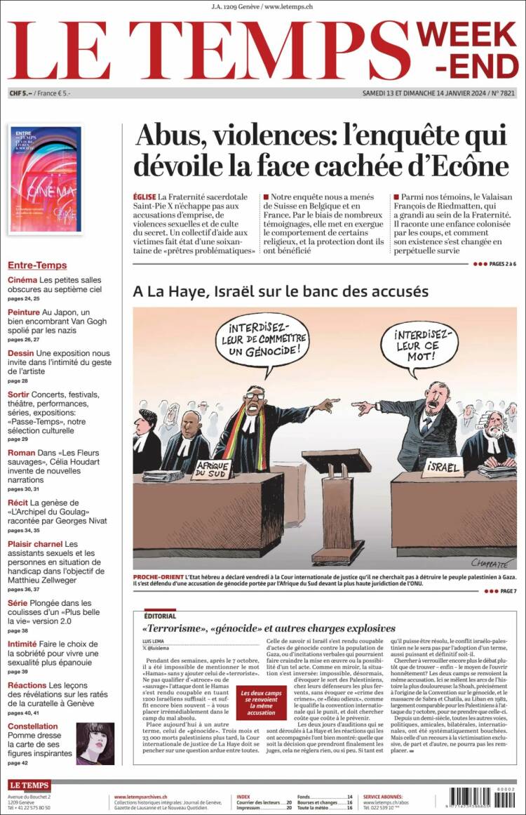 Portada de Le Matin (Suiza)