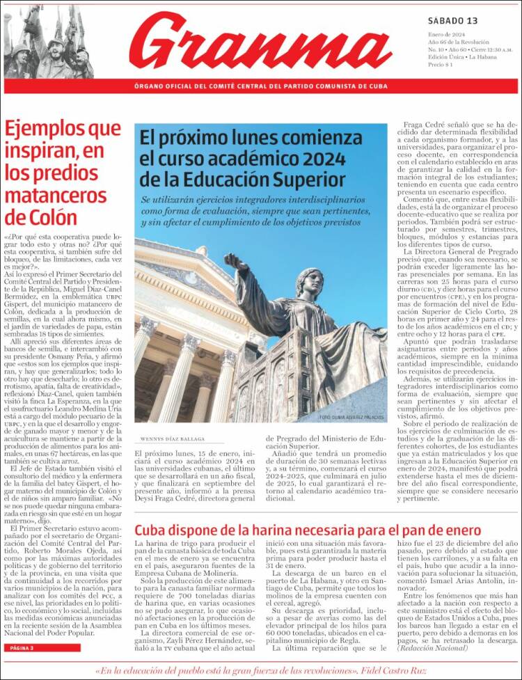 Portada de Granma (Cuba)