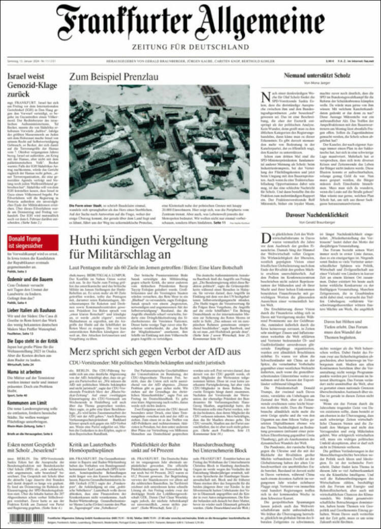 Portada de Frankfurter Allgemeine (Alemania)