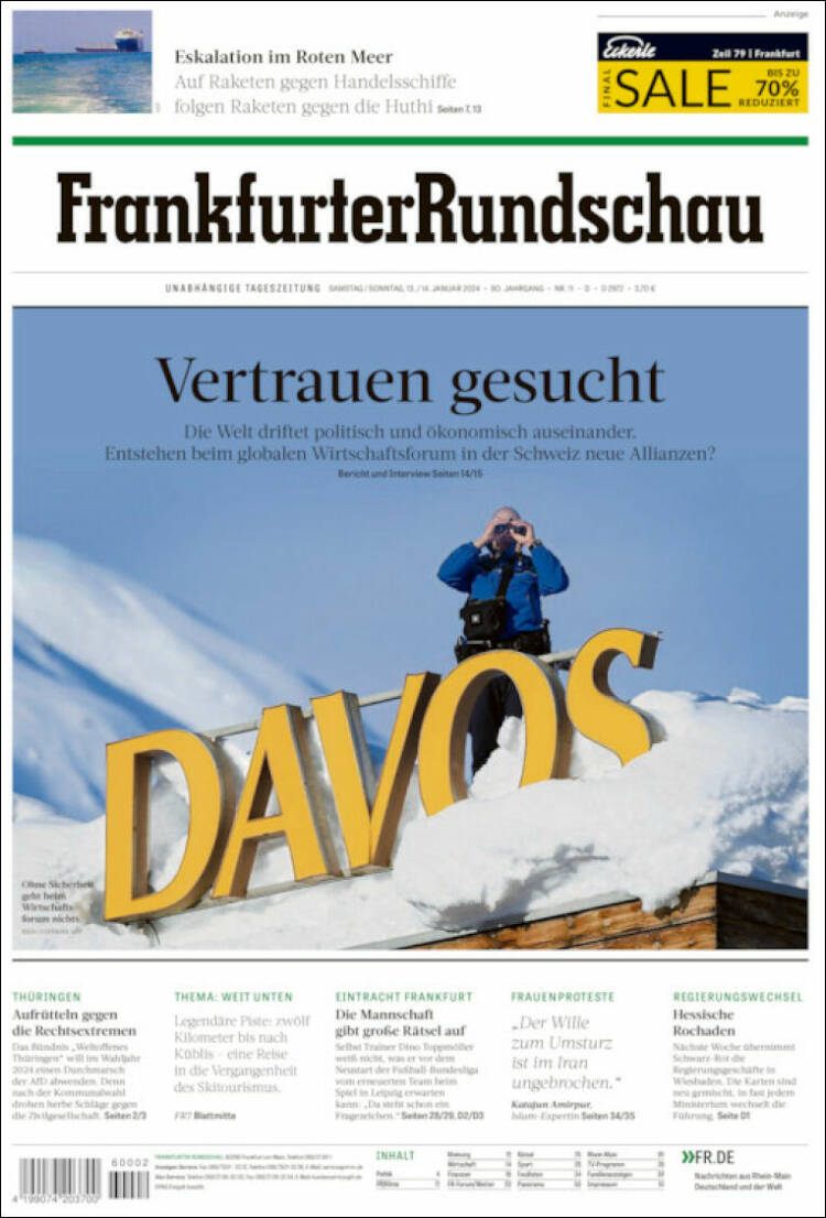Portada de Frankfurter Rundschau (Alemania)