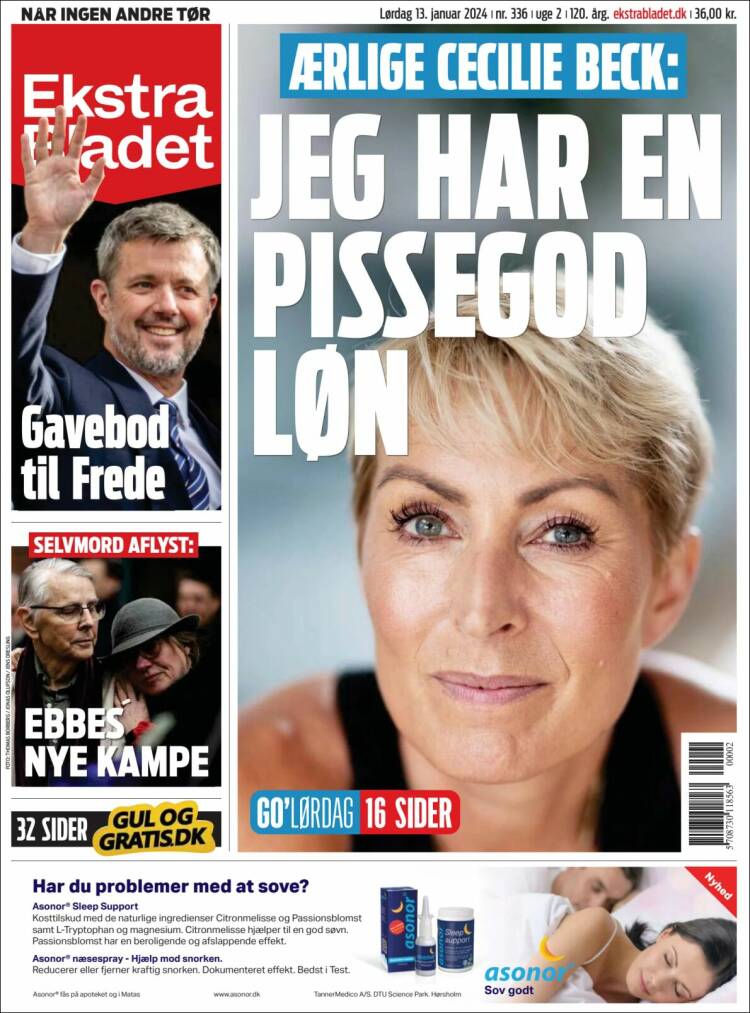 Portada de Ekstra Bladet (Dinamarca)