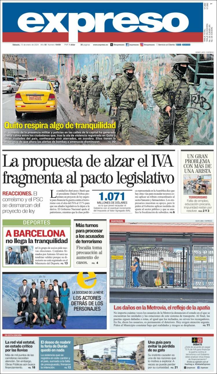 Portada de Expreso (Ecuador)