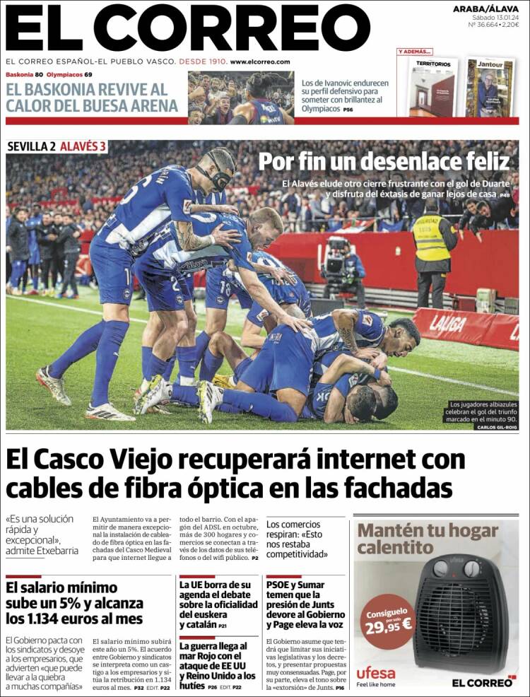 Portada de El Correo - Álava (España)