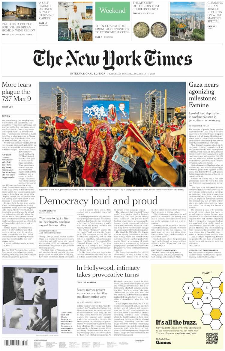 Portada de International New York Times (Europa)