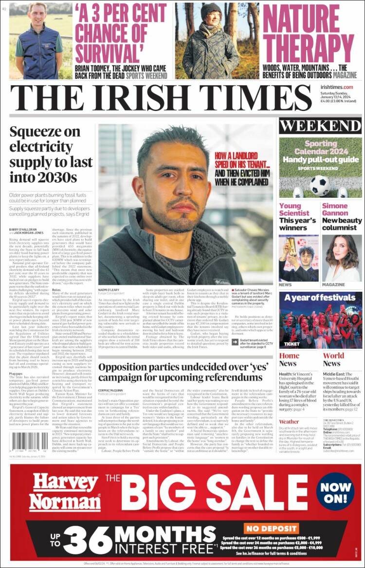 Portada de Irish Times (Irlanda)