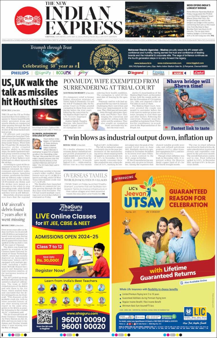 Portada de New Indian Express (India)