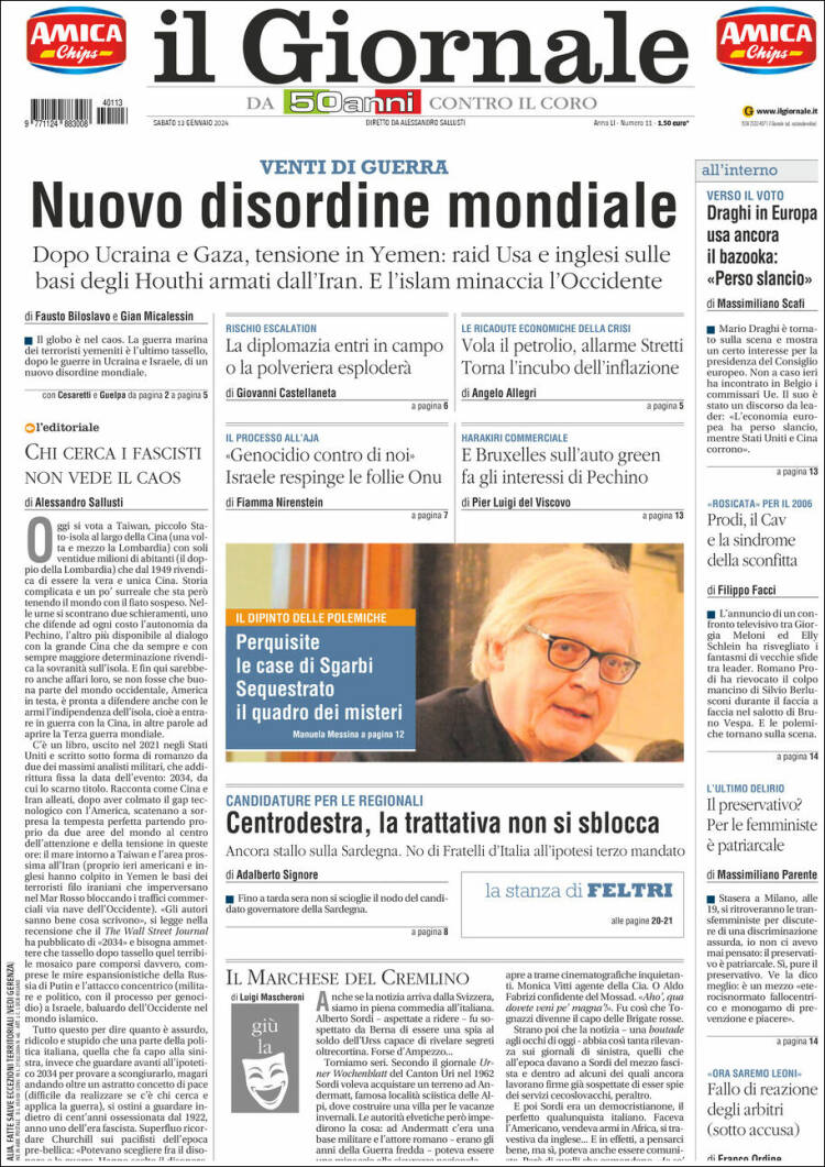 Portada de il Giornale (Italia)
