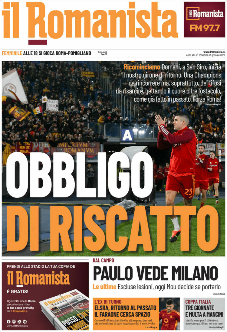 Portada de Romanista (Italia)