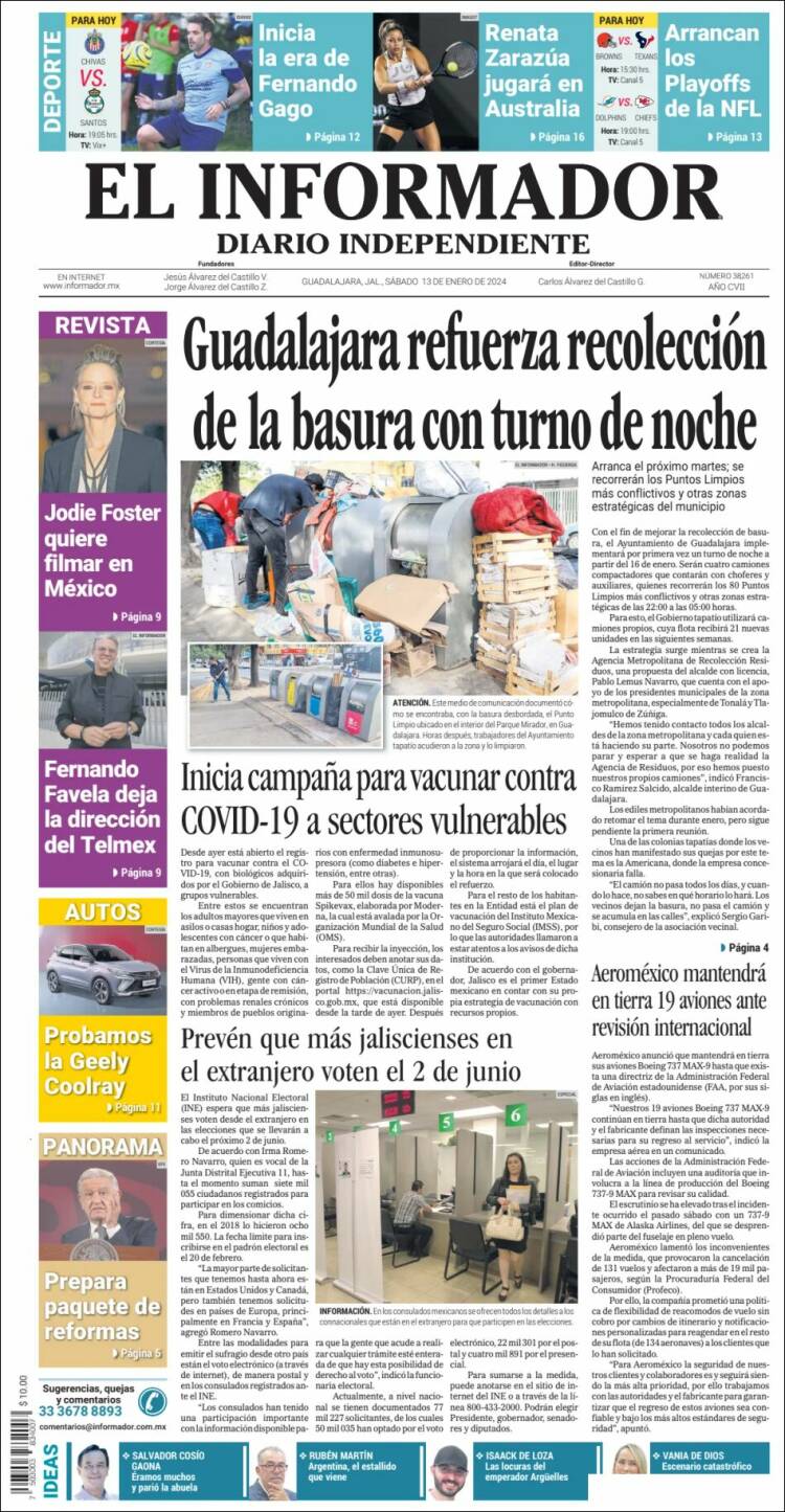 Portada de El Informador (México)