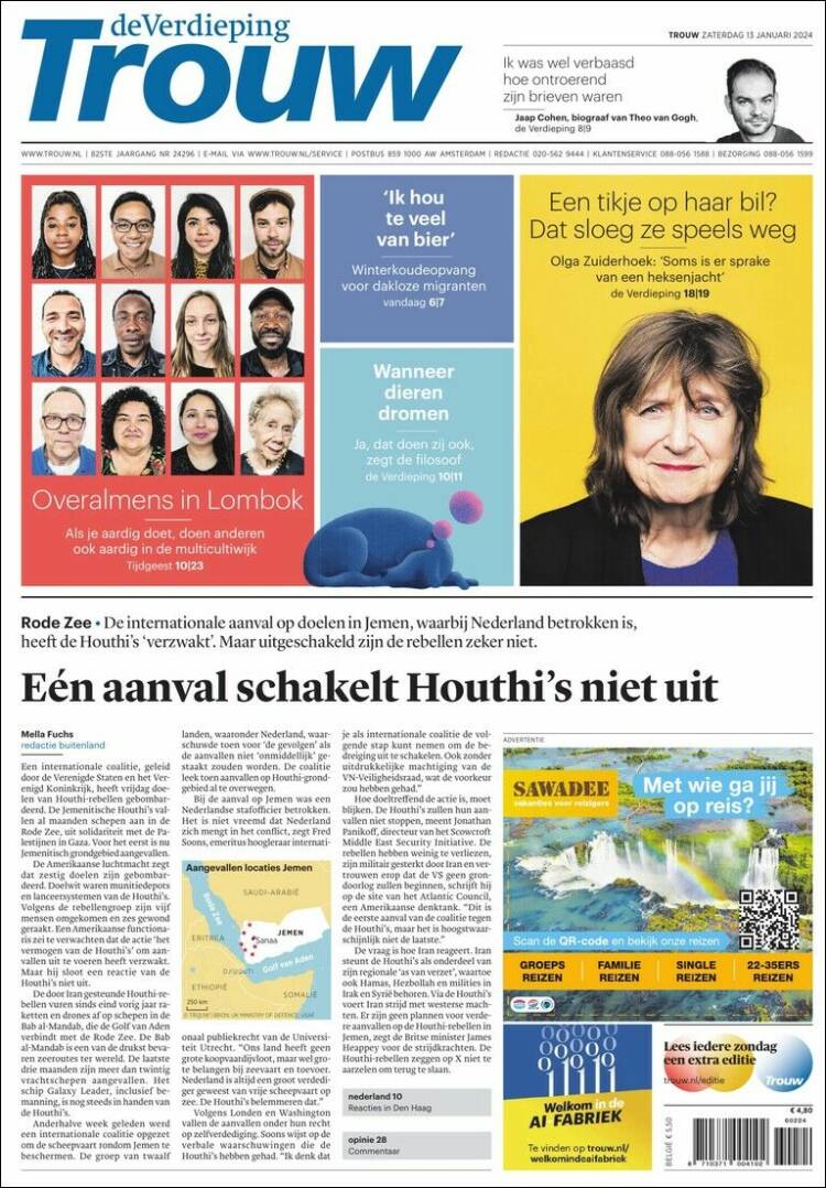 Portada de Trouw (Pa&iacute;ses Bajos)