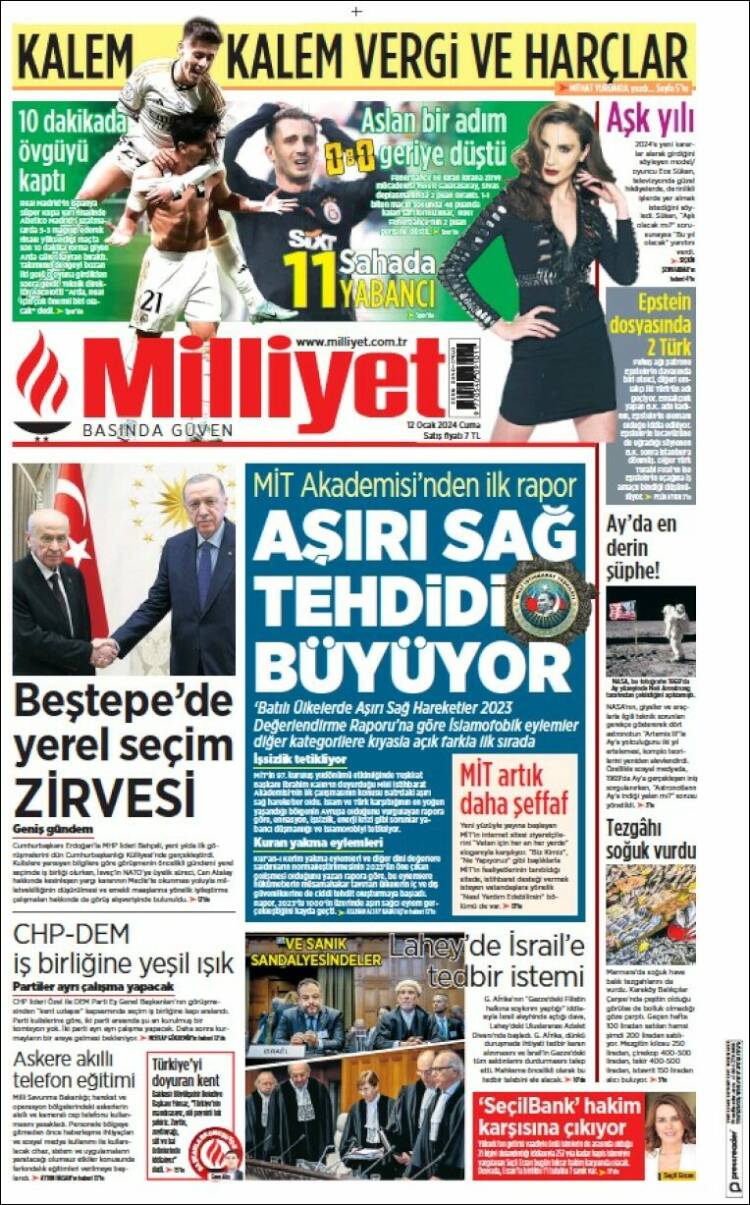Portada de Milliyet (Turqu&iacute;a)