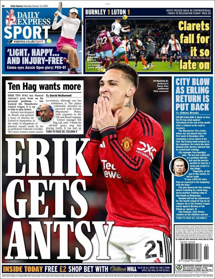 Portada de Express Sport (Reino Unido)