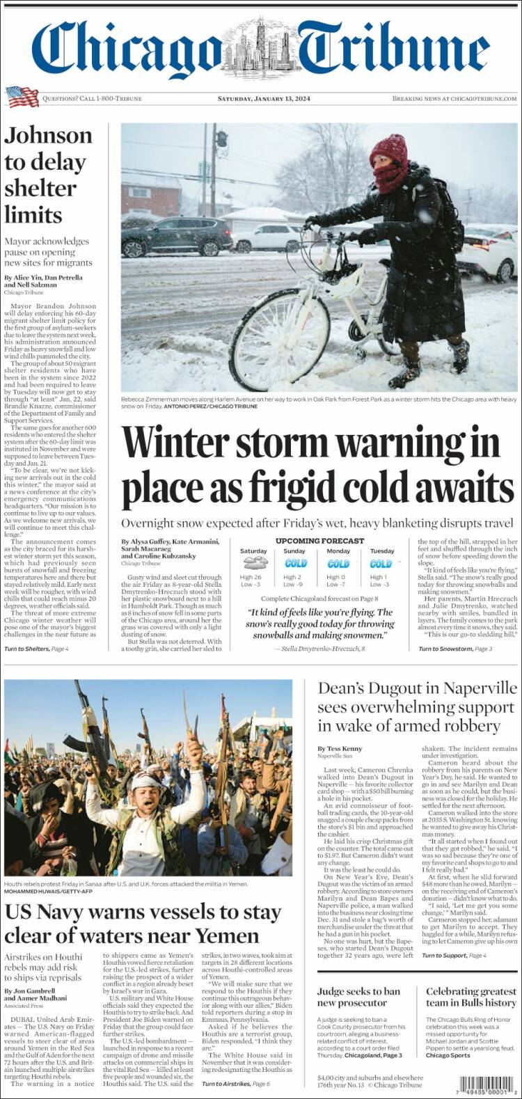 Portada de Chicago Tribune (USA)