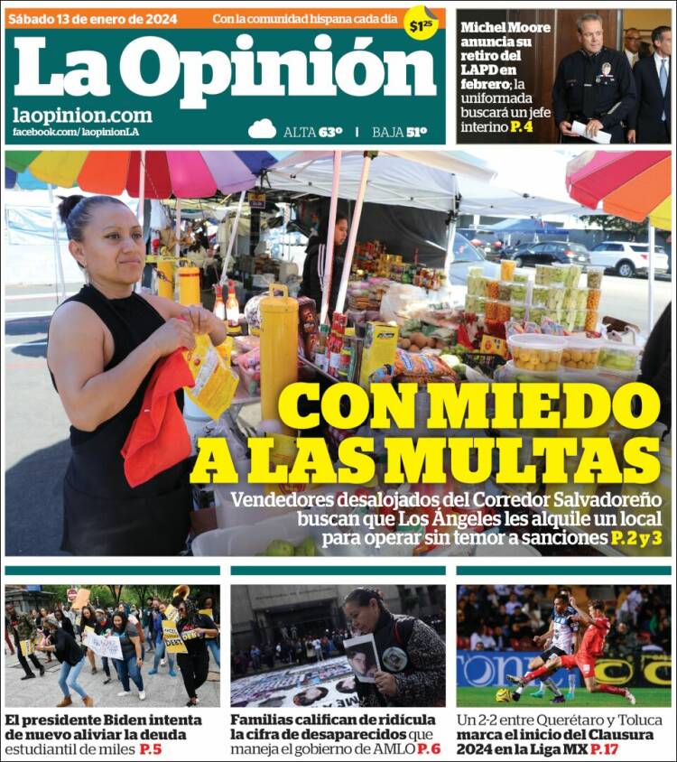 Portada de La Opinión (USA)