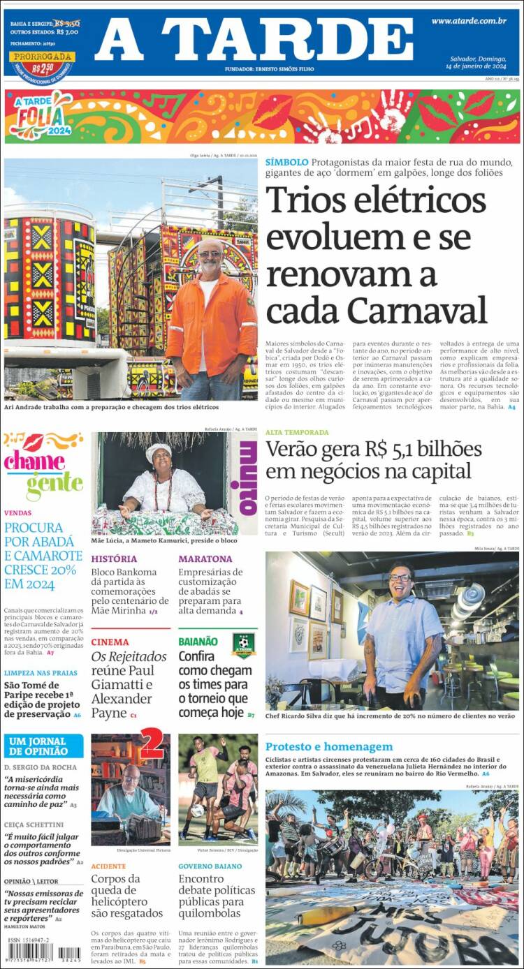 Portada de Diário A Tarde (Brasil)