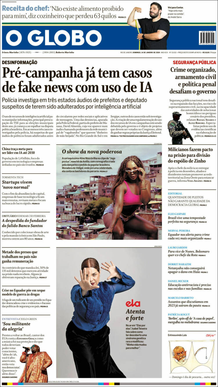 Portada de O Globo (Brasil)