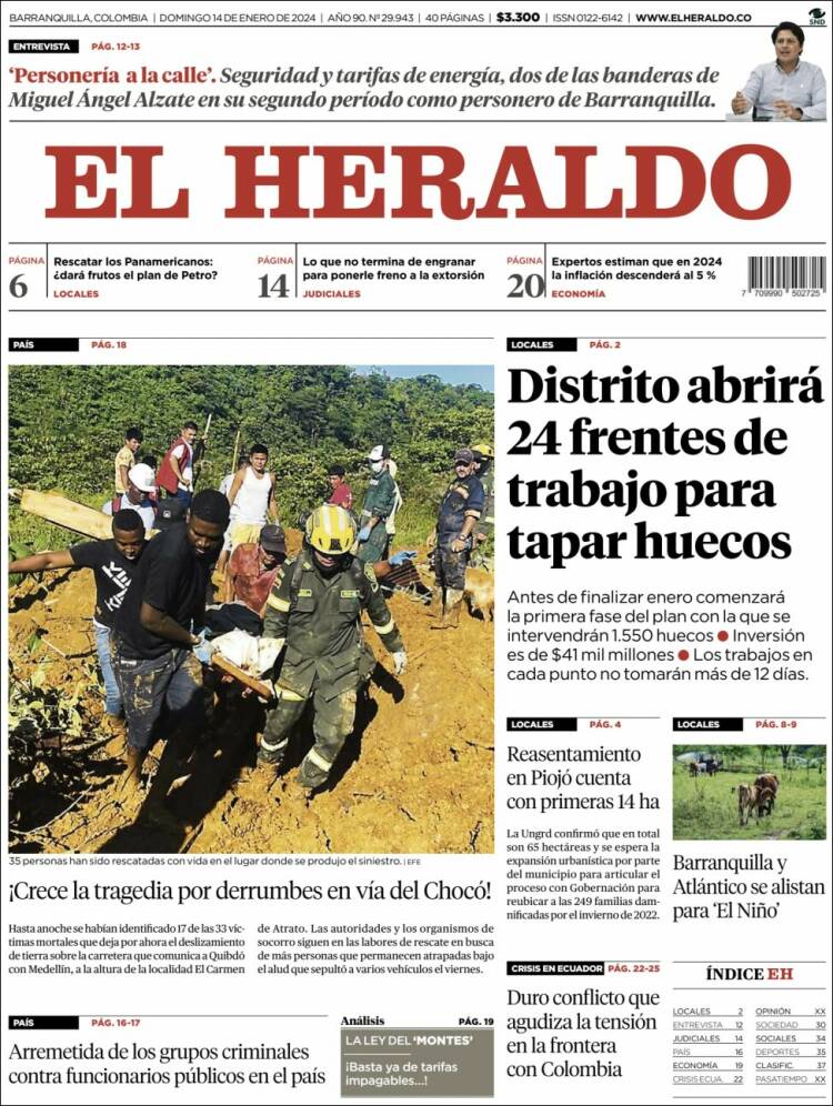 Portada de El Heraldo (Colombia)