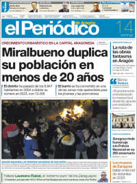 Portada de El Periódico de Aragón (España)