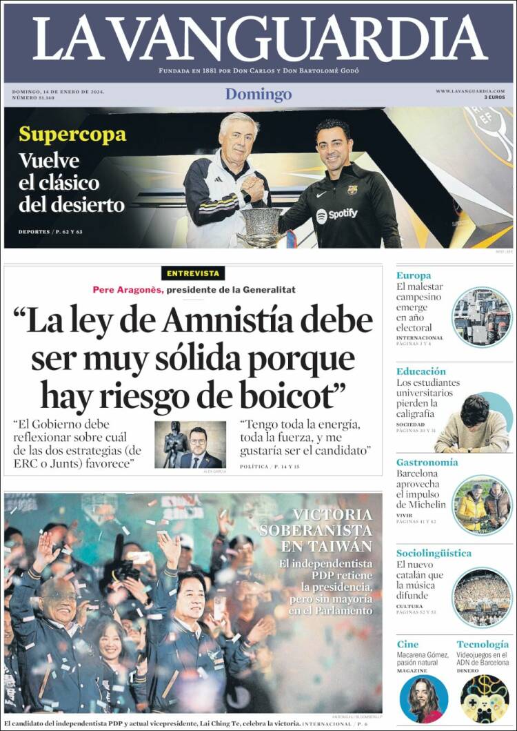 Portada de La Vanguardia (España)