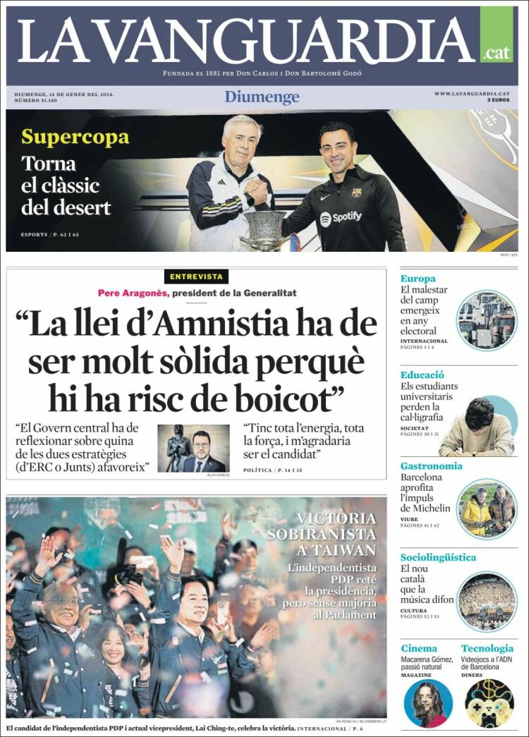 Portada de La Vanguardia (España)