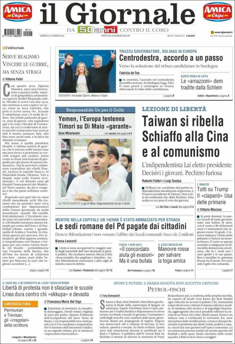 Portada de il Giornale (Italia)