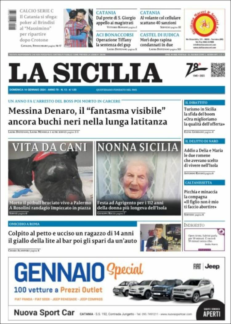 Portada de La Sicilia (Italia)