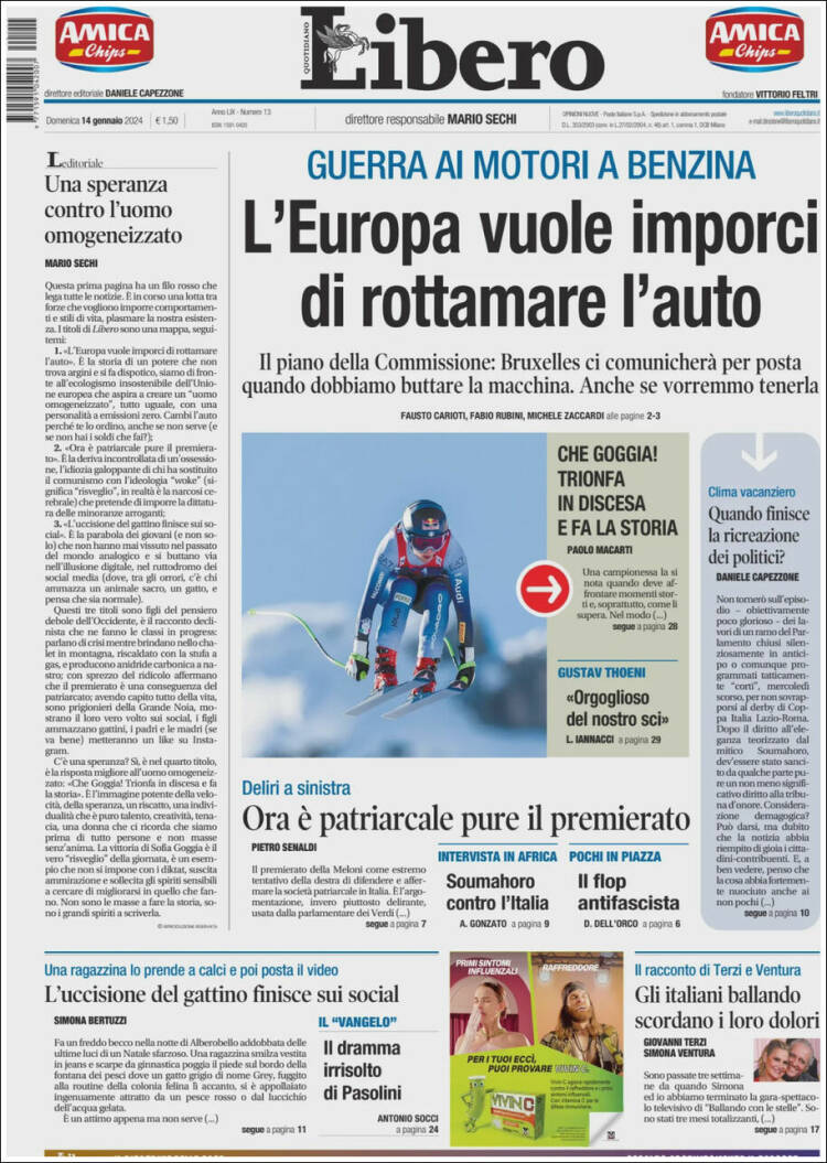 Portada de Libero (Italia)