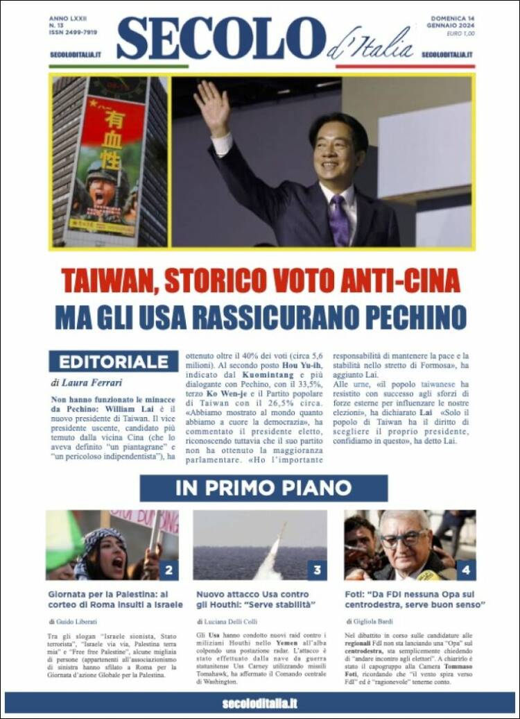 Portada de Secolo d'Italia (Italia)