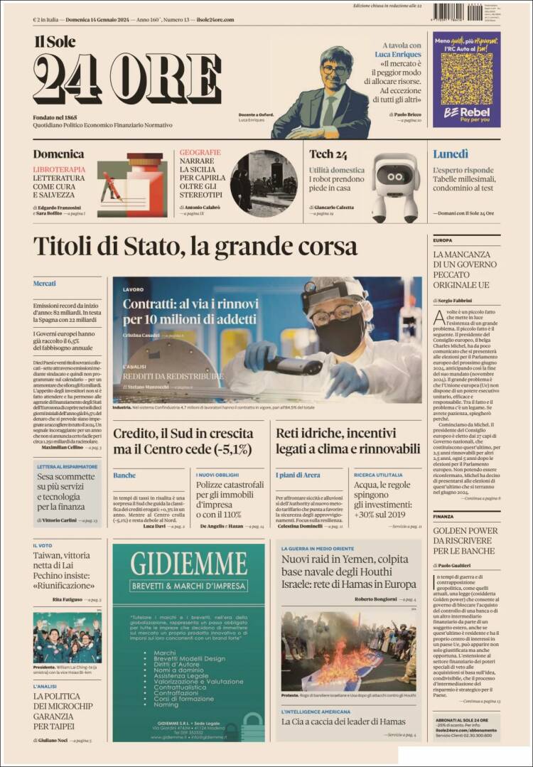 Portada de Il Sole 24 ORE (Italia)