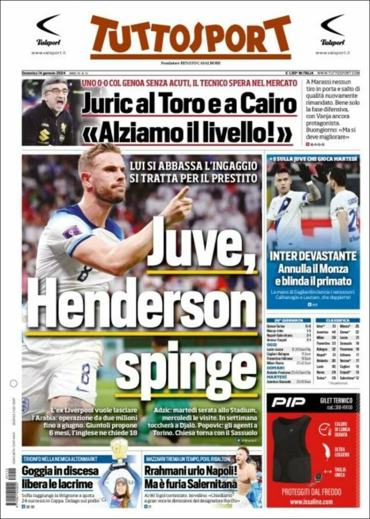 Portada de Tuttosport (Italia)