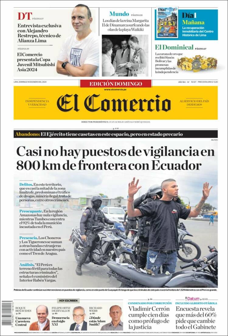 Portada de El Comercio (Per&uacute;)