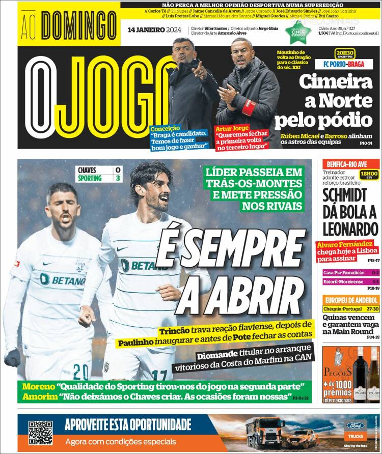 Portada de O Jogo (Portugal)