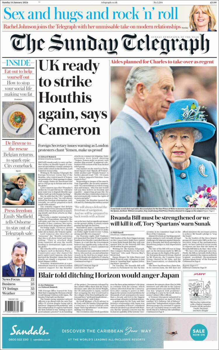 Portada de Daily Telegraph (Reino Unido)