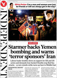 Portada de The Independent (Reino Unido)