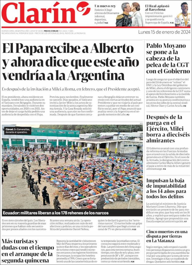 Portada de Clarín (Argentina)